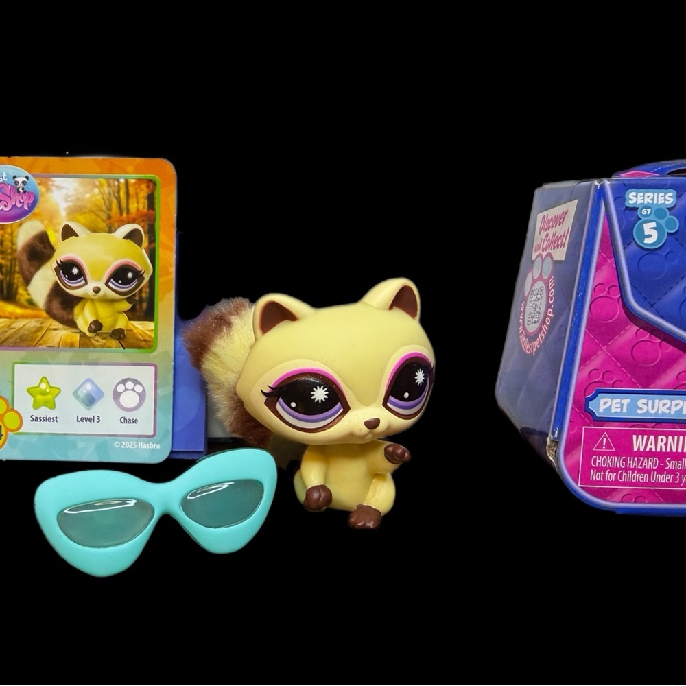 Littlest pet shop LPS Fuzzy Raccoon #g7 #454